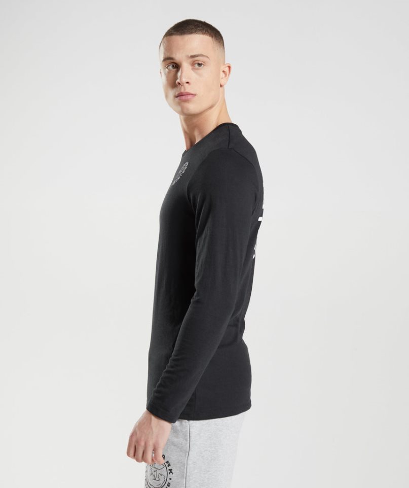 Koszulki Gymshark Legacy Long Sleeve Męskie Czarne | PL 934MKY